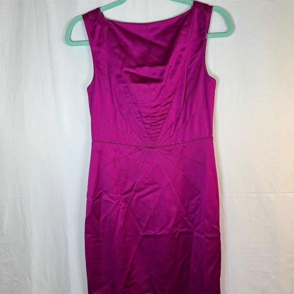 Banana Republic Dress Womens Size 2 Pink Satin Sheath Cocktail Ruched V-Back